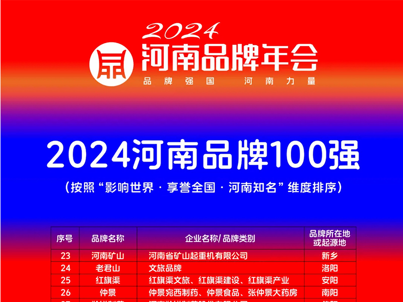 穩居百強，行業引 領｜河南礦山榮登“河南品牌100強”榜單